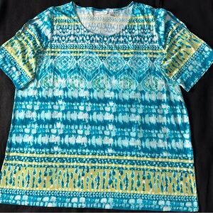 Susan Graver Teal and Lime Patterned Top